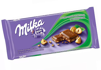 Шоколад MILKA молочный фундук 80/85г 