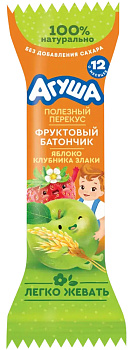 Батончик Агуша яблоко/клубника/злаки 15г