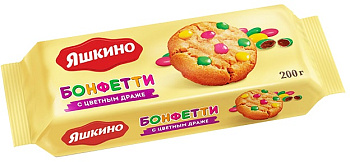 Печенье ЯШКИНО Бонфетти с цветным драже 200г