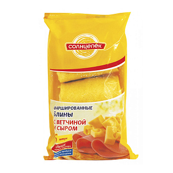 Блины СИБИРСКИЙ ГУРМАН Солнцепек ветчина/сыр 6шт 360/420г