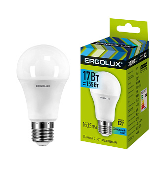 Лампа светодиод Ergolux  LED-А60 17Вт Е27 4500К ЛОН холодный свет