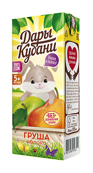 Сок Дары Кубани Яблоко-груша с 5мес 0,2л т/п
