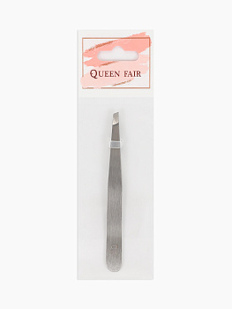 Пинцет №2/1 PREMIUM скошенный широкий 9,6*0,9см лого QF серебр блистер QF 7030580