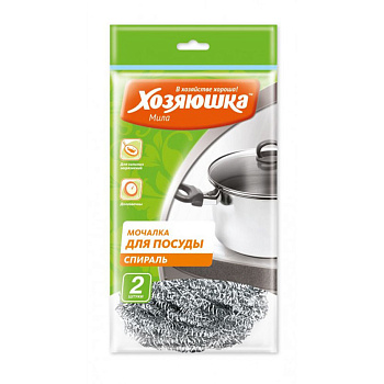 Мочалка д/посуды Хозяюшка Мила спираль 2шт