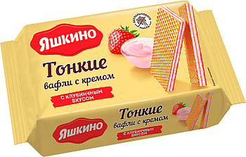 Вафли тонкие  ЯШКИНО с клубничным кремом 144г