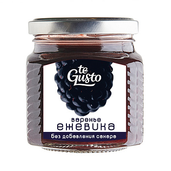 Варенье TE GUSTO из ежевики с яблочным соком БЕЗ САХАРА 300г с/б