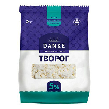 Творог рассыпчатый 350г мдж 5%     ТМ"Danke"