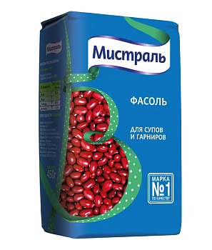 Крупа фасоль МИСТРАЛЬ красная для супов и гарниров 450г
