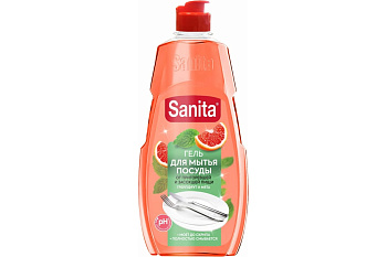 Гель д/мытья посуды от засохшей пищи и жира САНИТА Грейпфрут+Мята 450г.