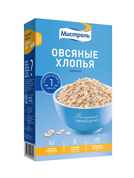 Хлопья МИСТРАЛЬ овсяные Нежные 400г