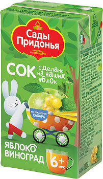 Сок САДЫ ПРИДОНЬЯ д/малышей Яблоко/виноград с 6мес 0,125л т/п
