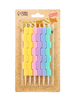 Свечи в торт "Тетрис" 6шт разноцветные 10747864