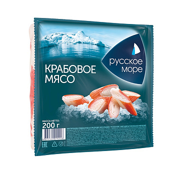 Крабовое мясо РУССКОЕ МОРЕ замороженное 200г