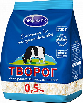Творог обезжиренный натуральный рассыпчатый "Экомилк" 350г