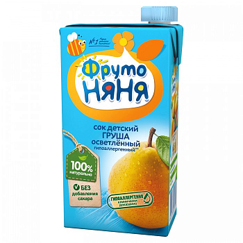 Сок ФРУТОНЯНЯ Груша осветл. с 3х лет 0,5л т/п