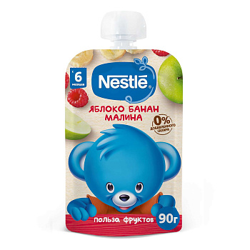Пюре NESTLE яблоко-банан-малина c 6мес 90г д/п