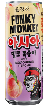 Напиток газированный Funky Monkey Craazy Asia вкус молочный персик 0,330л ж/б