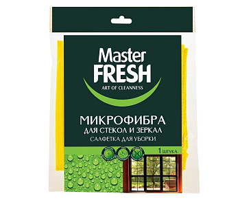 Салфетка для стекол и зеркал  Master FRESH микрофибра 1шт