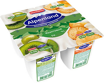 Йогурт АЛЬПЕНЛЕНД фруктовый 0,3% киви-крыж/анан 95г без ЗМЖ