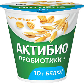 Биойогурт АктиБио отруби-злаки 2,9% 220г без ЗМЖ
