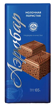 Шоколад АЭРОБАР молочная плитка 65г