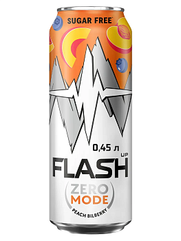 Напиток тонизирующий ФЛЭШ Up Zero Mode Персик Голубика 0,45л ж/б