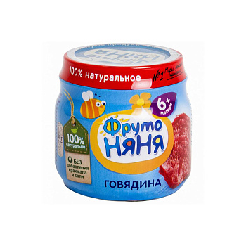Пюре ФРУТОНЯНЯ из говядины с 6мес 80г с/б