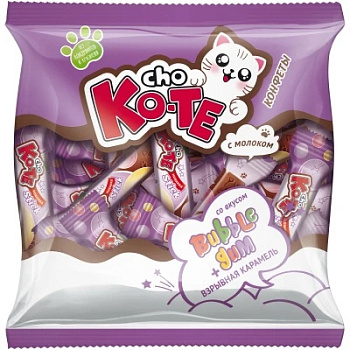 Конфеты CHO KO-TE BUBBLE GUM и взрывной карамелью 150г