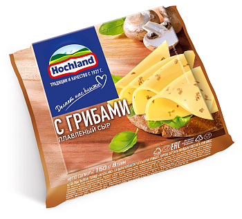 Сыр HOCHLAND плавленный ломтики грибы 45% 150г Продукт без ЗМЖ