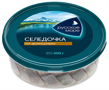 Сельдь филе-кусочки Русское Море Селедочка по домашнему в масле 400г
