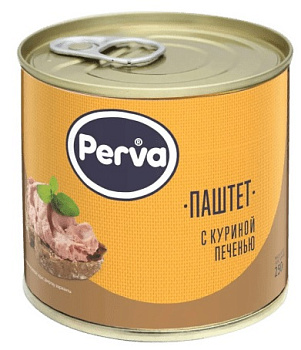 Паштет PERVA EXTRA с куриной печенью  250г ж/б Курган