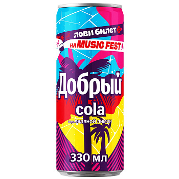 Напиток газированный ДОБРЫЙ Кола ледяной лимон 0,33л ж/б