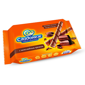 Вафельные трубочки СЛАДОНЕЖ с шоколадным кремом 175г