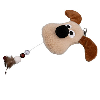 Игрушка WOGY д/кошек мягкая Собачка 12х7х5см с перьями арт.2024-7753 Код274809