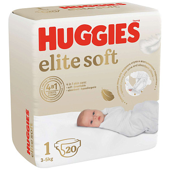Подгузники HUGGIES Элит Софт 1 (3-5кг) 20шт