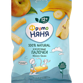 Палочки кукурузные ФРУТОНЯНЯ с яблоком и бананом 20г