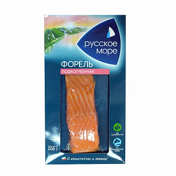 Форель РУССКОЕ МОРЕ подкопченная филе-кусок 200г в/у