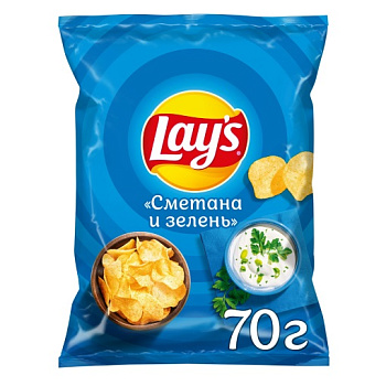 Чипсы LAYS Сметана зелень 70г