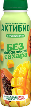 Биойогурт АктиБио питьевой Без сахара манго папайя 1,5% 260г без ЗМЖ