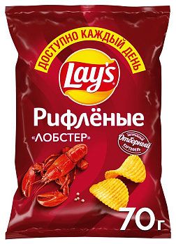 Чипсы LAYS Лобстер рифленые 70г