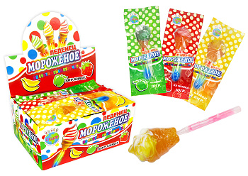 Карамель на светящейся палочке Мороженое/Турбозавры со сливочно-клубничным/яблочным /лимонным вкусом