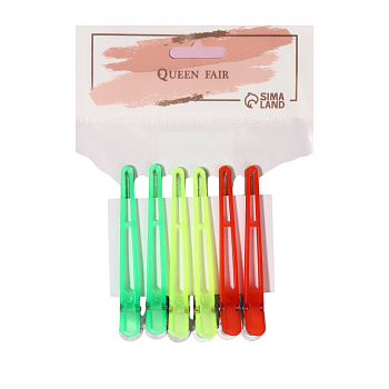 Зажим д/волос металл/пластик 9,5(±1)см (наб 6 шт цена за наб) МИКС пакет QF 5391035