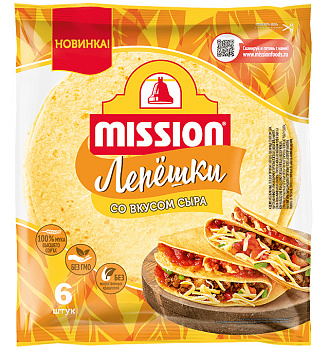 Лепешки MISSION пшеничные со вкусом сыра 250г