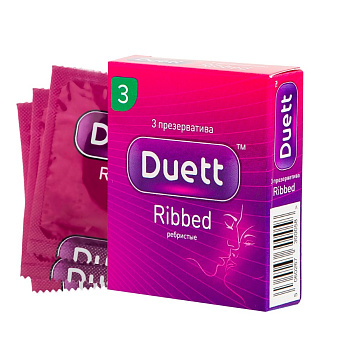 Презервативы DUETT Ribbed №3 ребристые 3шт 