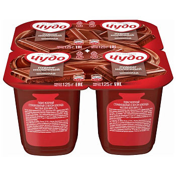 Пудинг ЧУДО 3% шоколадный ЛМК 125г Продукт без ЗМЖ