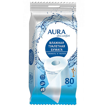 Бумага туалетная влажная AURA ULTRA COMFORT 80шт