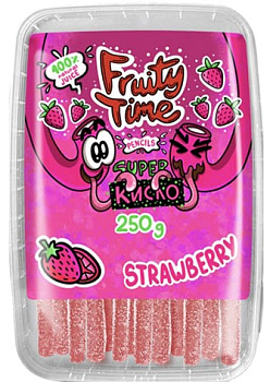 Мармелад Fruity Time со вкусом клубники мини-трубочки, кислый 250г