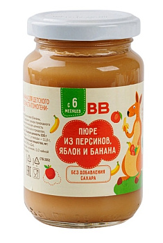 Пюре ВКУСВИЛЛ из персиков, яблок и банана 190г