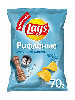 Чипсы LAYS Соль и чёрный перец 70г