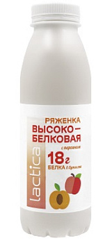 Ряженка LACTICA Высокобелковая с персиком 400г